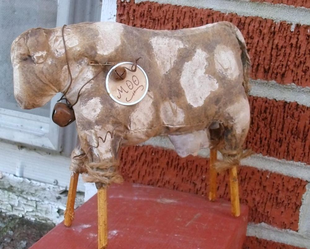 Extreme Primitive Cow Doll -Shelf Sitter or Tuck - For your Hutch, Cupboard or Mantel