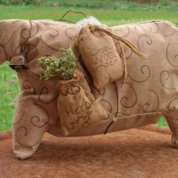 Folk Art Sheep Doll - Primitive White Faced Sheep