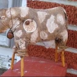 Extreme Primitive Cow Doll -Shelf Sitter or Tuck - For your Hutch, Cupboard or Mantel
